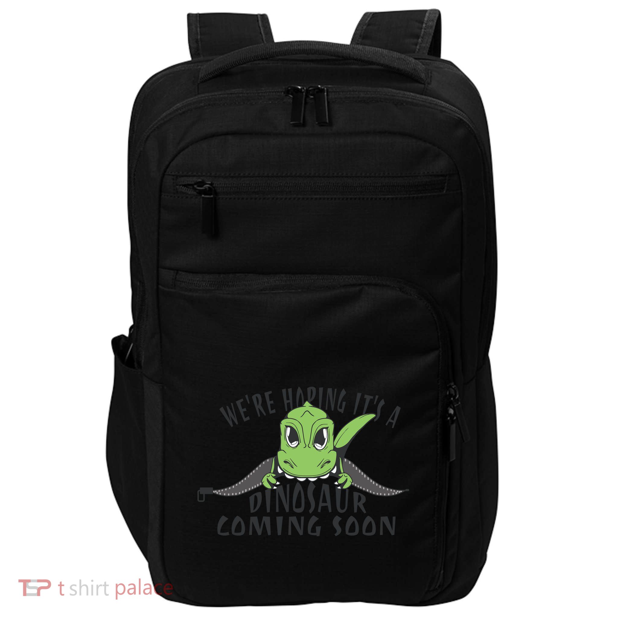 We're Hoping It's A Dinosaur Coming Soon Pregnancy Announcement Impact Tech Backpack