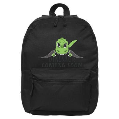 We're Hoping It's A Dinosaur Coming Soon Pregnancy Announcement 16 in Basic Backpack
