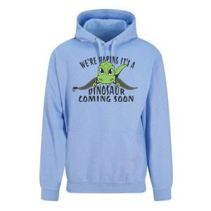 We're Hoping It's A Dinosaur Coming Soon Pregnancy Announcement Unisex Surf Hoodie