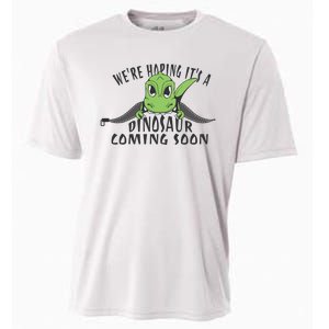 We're Hoping It's A Dinosaur Coming Soon Pregnancy Announcement Cooling Performance Crew T-Shirt