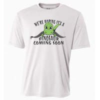 We're Hoping It's A Dinosaur Coming Soon Pregnancy Announcement Cooling Performance Crew T-Shirt