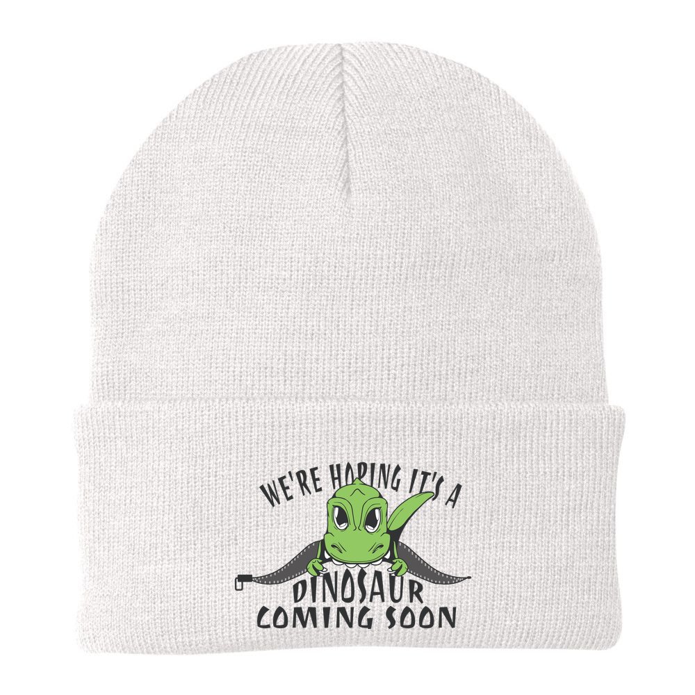 We're Hoping It's A Dinosaur Coming Soon Pregnancy Announcement Beanie