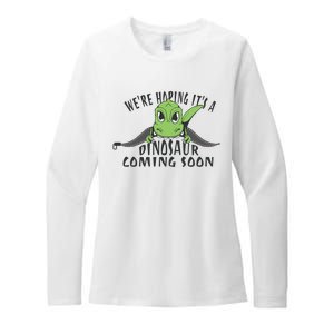 We're Hoping It's A Dinosaur Coming Soon Pregnancy Announcement Womens CVC Long Sleeve Shirt