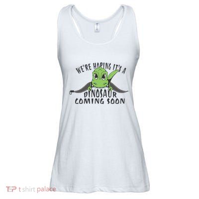We're Hoping It's A Dinosaur Coming Soon Pregnancy Announcement Ladies Essential Flowy Tank