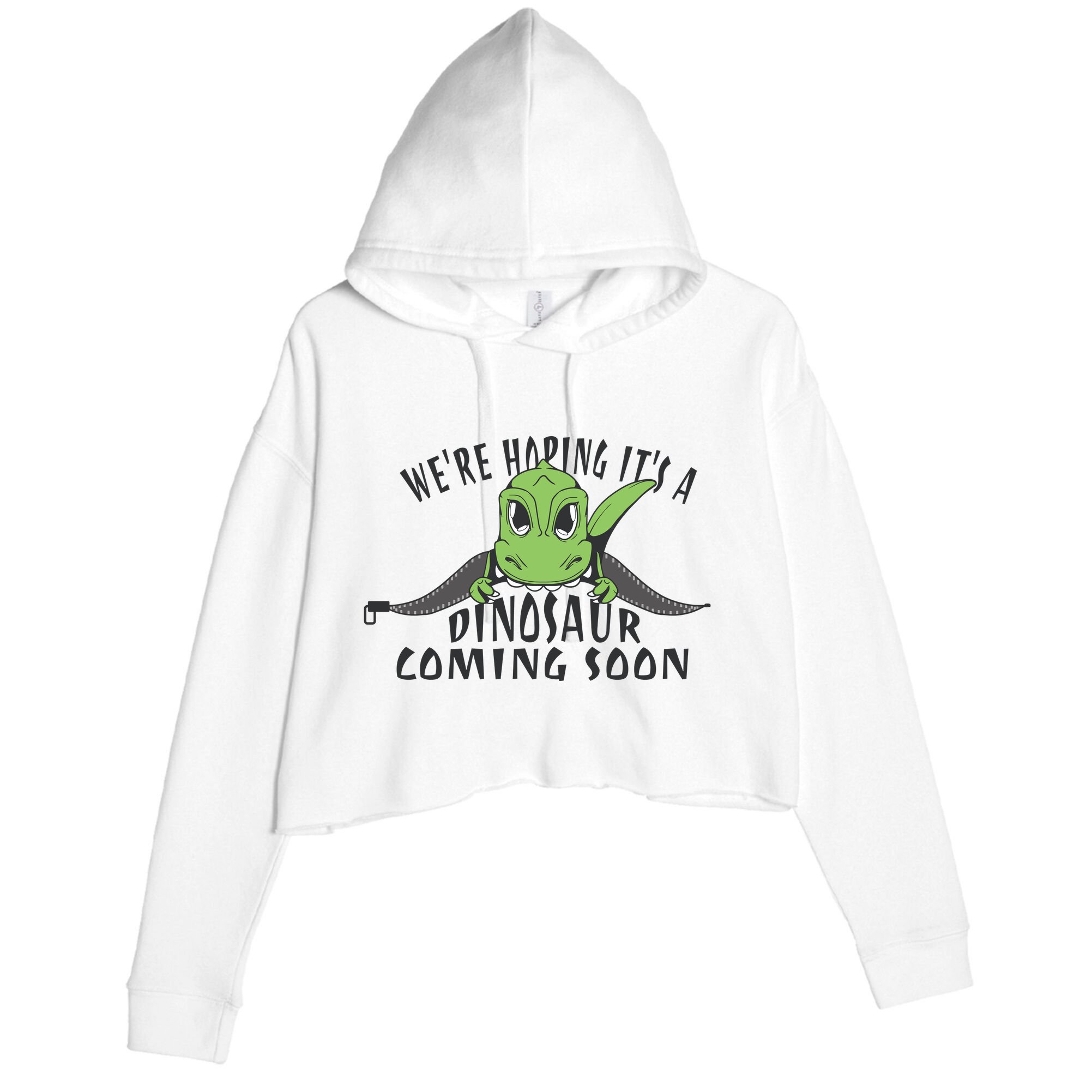 We're Hoping It's A Dinosaur Coming Soon Pregnancy Announcement Crop Fleece Hoodie