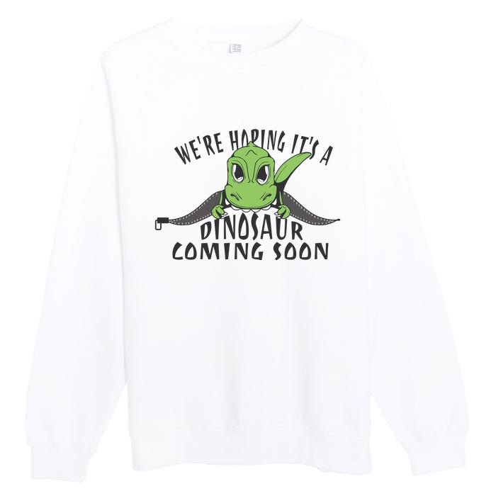 We're Hoping It's A Dinosaur Coming Soon Pregnancy Announcement Premium Crewneck Sweatshirt