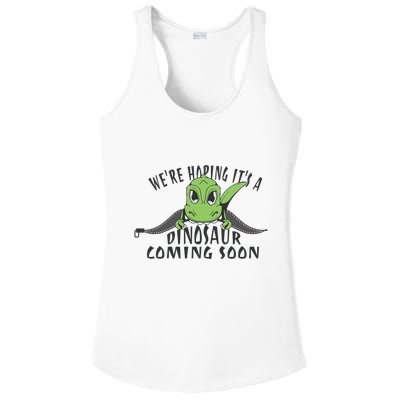 We're Hoping It's A Dinosaur Coming Soon Pregnancy Announcement Ladies PosiCharge Competitor Racerback Tank