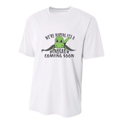 We're Hoping It's A Dinosaur Coming Soon Pregnancy Announcement Youth Performance Sprint T-Shirt