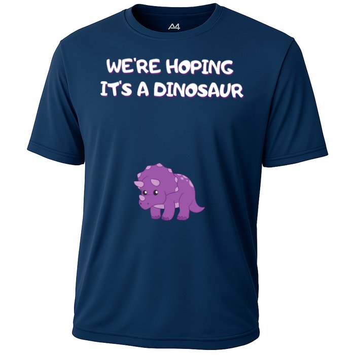 We're Hoping It's A Dinosaur Funny Pregnancy Cooling Performance Crew T-Shirt