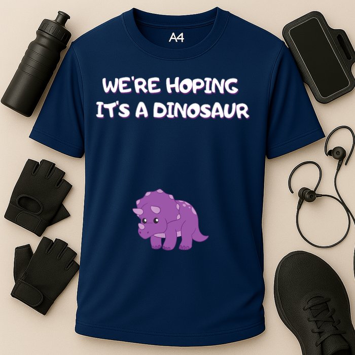 We're Hoping It's A Dinosaur Funny Pregnancy Cooling Performance Crew T-Shirt