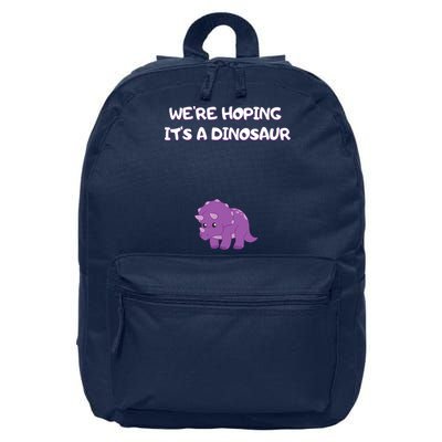 We're Hoping It's A Dinosaur Funny Pregnancy 16 in Basic Backpack