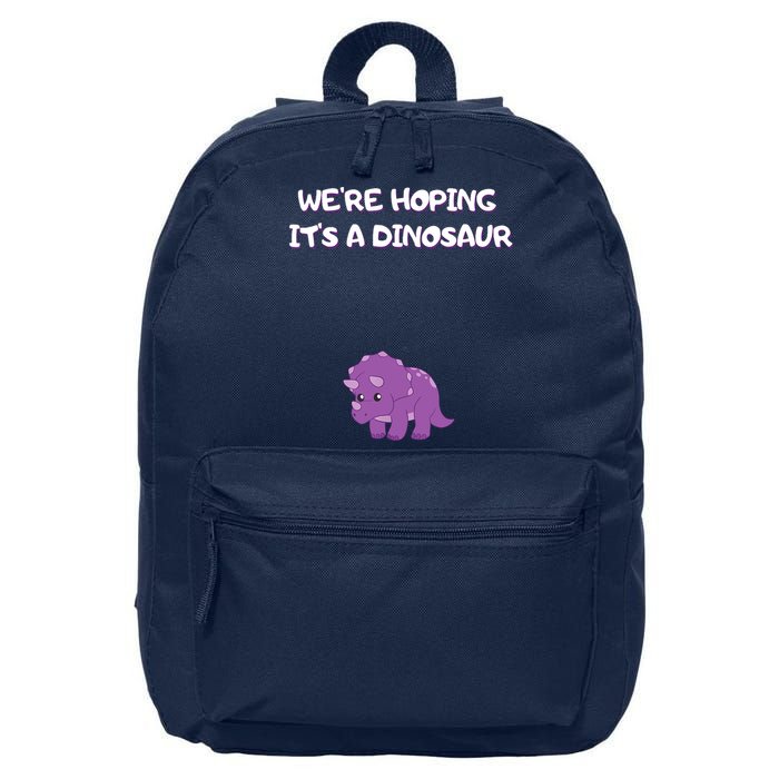We're Hoping It's A Dinosaur Funny Pregnancy 16 in Basic Backpack