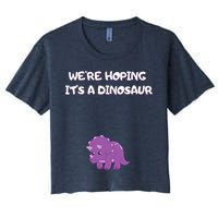 We're Hoping It's A Dinosaur Funny Pregnancy Women's Crop Top Tee