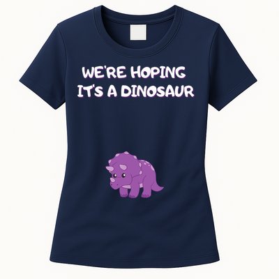 We're Hoping It's A Dinosaur Funny Pregnancy Womens T-Shirt