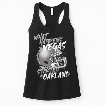 What Happens In Vegas Started In Oakland Football Fan Womens Tank Top