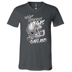 What Happens In Vegas Started In Oakland Football Fan V-Neck T-Shirt