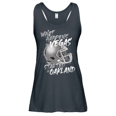 What Happens In Vegas Started In Oakland Football Fan Ladies Essential Flowy Tank
