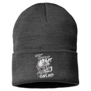 What Happens In Vegas Started In Oakland Football Fan Sustainable Knit Beanie