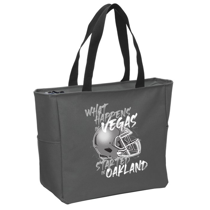What Happens In Vegas Started In Oakland Football Fan Zip Tote Bag