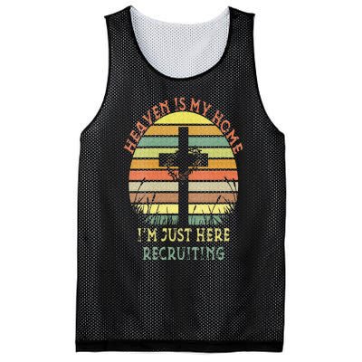 Womens Heaven Is My Home Im Just Here Recruiting Funny Christian Mesh Reversible Basketball Jersey Tank