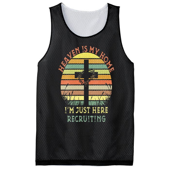 Womens Heaven Is My Home Im Just Here Recruiting Funny Christian Mesh Reversible Basketball Jersey Tank