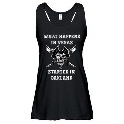 What Happens In Vegas Started In Oak Town Ladies Essential Flowy Tank