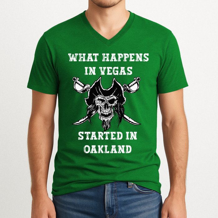 What Happens In Vegas Started In Oak Town V-Neck T-Shirt