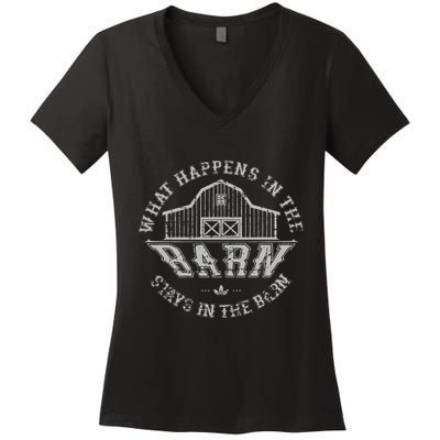 What Happens In The Barn Stays In The Barn Farmer Stories Women's V-Neck T-Shirt