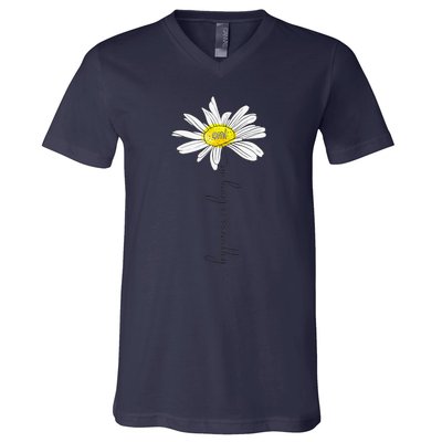 Womens Happiness Is Being An Omi Daisy Mother's Day Gifts Cute V-Neck T-Shirt