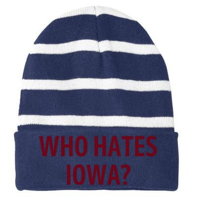 Who Hates Iowa Wehateiowa 00 Classic Striped Beanie with Solid Band