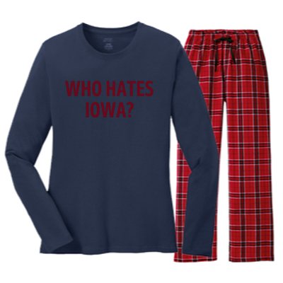 Who Hates Iowa Wehateiowa 00 Classic Women's Long Sleeve Flannel Pajama Set 