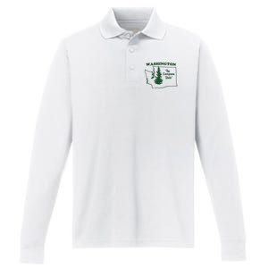 Washington Home I Love Wa Evergreen State Performance Long Sleeve Polo