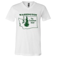 Washington Home I Love Wa Evergreen State V-Neck T-Shirt