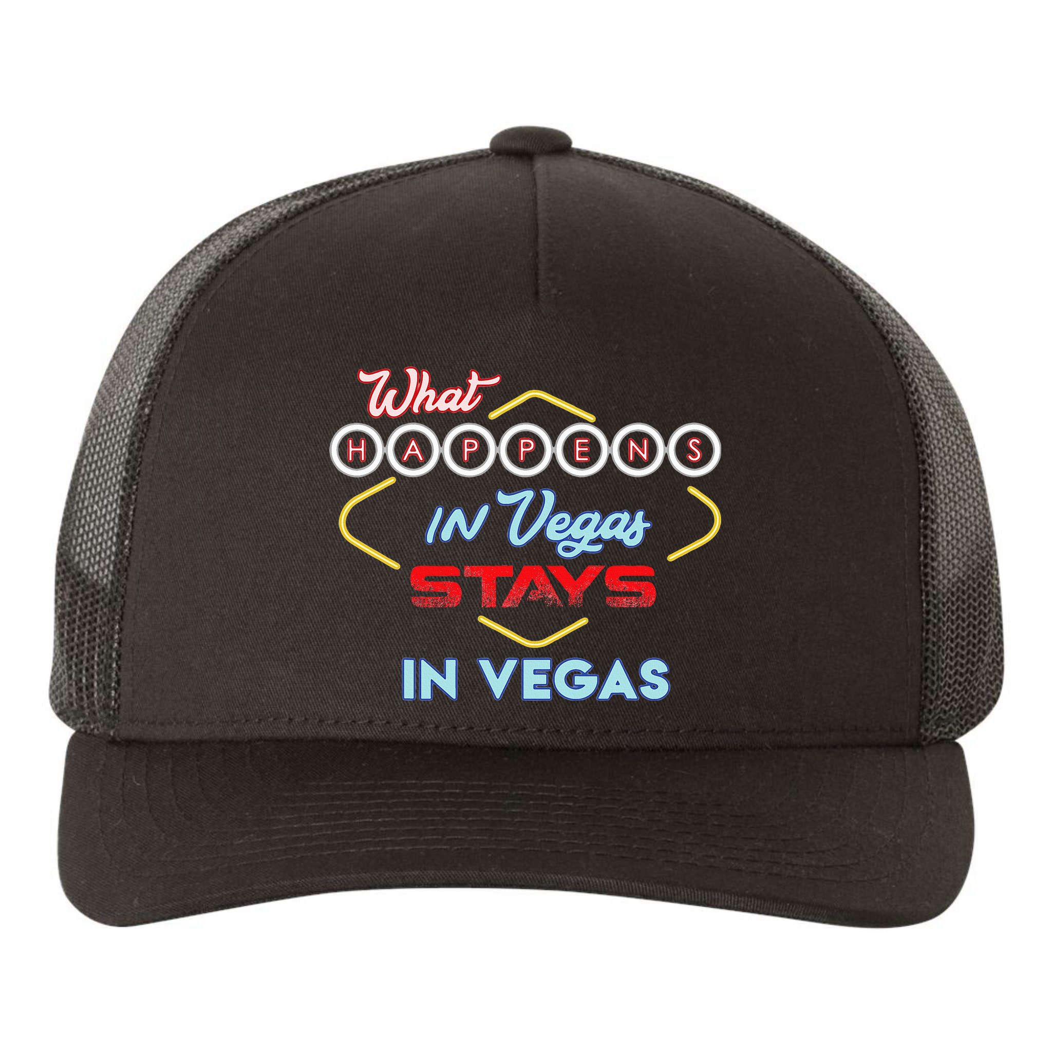 What Happens In Vegas Stays In Vegas Fun Vegas Trip Yupoong Adult 5-Panel Trucker Hat