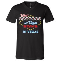 What Happens In Vegas Stays In Vegas Fun Vegas Trip V-Neck T-Shirt