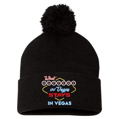 What Happens In Vegas Stays In Vegas Fun Vegas Trip Pom Pom 12in Knit Beanie
