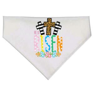 Womens He Is Risen Leopard Cross Easter Jesus Religious Women USA-Made Doggie Bandana