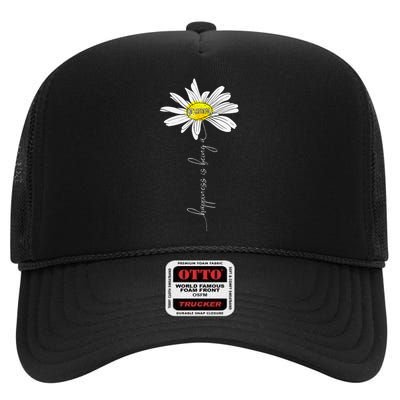 Womens Happiness Is Being A Grammy Daisy Mother's Day Gifts High Crown Mesh Back Trucker Hat