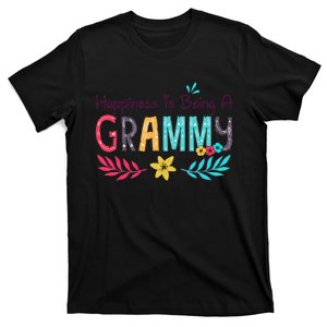 Womens Happiness Is Being A Grammy Floral Decoration Grandma T-Shirt