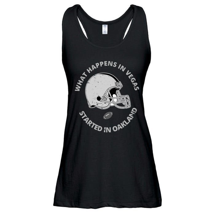 What Happens In Vegas Started In Oakland Ladies Essential Flowy Tank