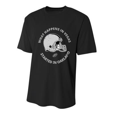 What Happens In Vegas Started In Oakland Youth Performance Sprint T-Shirt