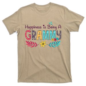 Womens Happiness Is Being A Grammy Floral Decoration Grandma T-Shirt