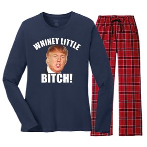 Whiney Little Bitch! Trump Hillary For President Women's Long Sleeve Flannel Pajama Set 