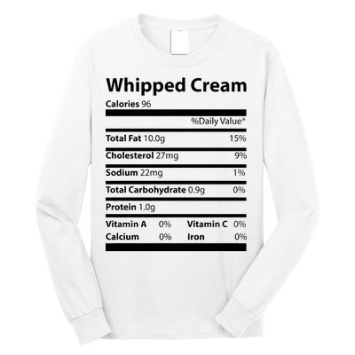 Whipped Cream Nutritional Facts Funny Thanksgiving Long Sleeve Shirt