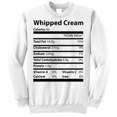 Whipped Cream Nutritional Facts Funny Thanksgiving Sweatshirt