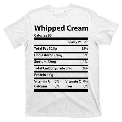 Whipped Cream Nutritional Facts Funny Thanksgiving T-Shirt