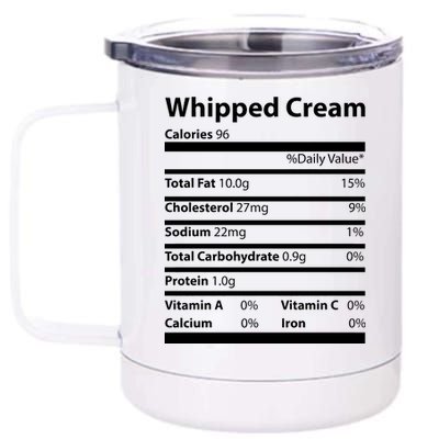 Whipped Cream Nutritional Facts Funny Thanksgiving 12 oz Stainless Steel Tumbler Cup