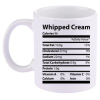 Whipped Cream Nutritional Facts Funny Thanksgiving 11oz C Handle Ceramic Mug