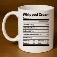 Whipped Cream Nutritional Facts Funny Thanksgiving 11oz C Handle Ceramic Mug