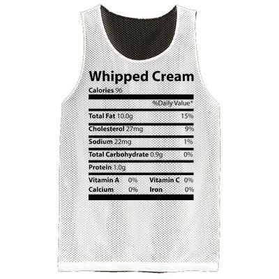 Whipped Cream Nutritional Facts Funny Thanksgiving Mesh Reversible Basketball Jersey Tank